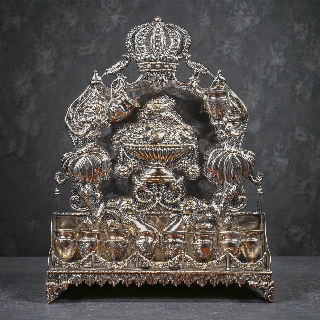 Lampada Hanukkah in Argento - Polonia XIX Secolo 